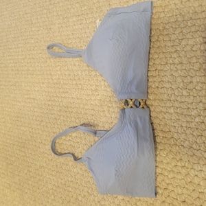 Light Blue Bra with Patterned Band